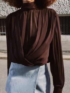 Zara draped bow blouse size small